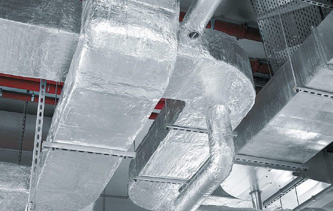 Industrial rooftop GI ducting installation